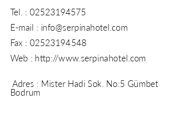 Hotel Serpina iletiim bilgileri